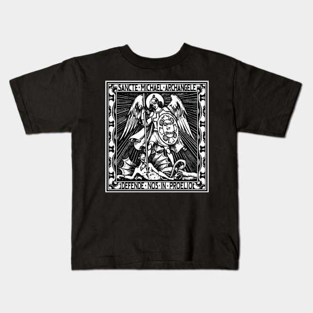 Saint Michael the Archangel: Protect us in Battle Kids T-Shirt by Catholicamtees